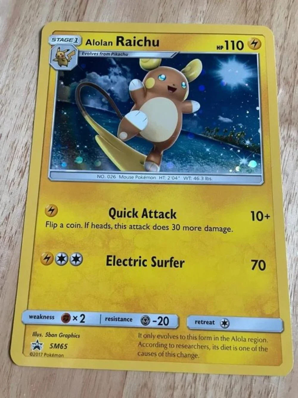 2 Pokémon Alolan Raichu SM65 Jumbo Oversized Holo Promo Card 2017